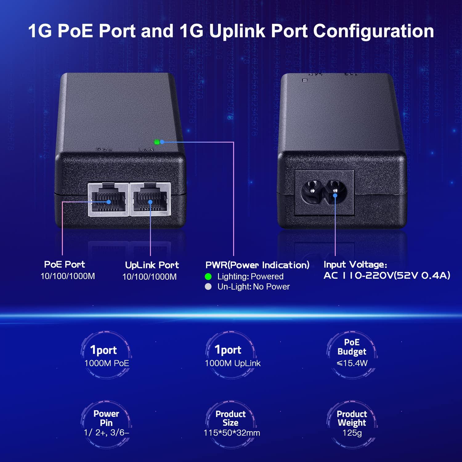 PoE Injector Adapter 48VDC To 0.4/1AMP with Dual LAN Ports Ethernet Adaptor, Cctv Camera Adapter - Image 3