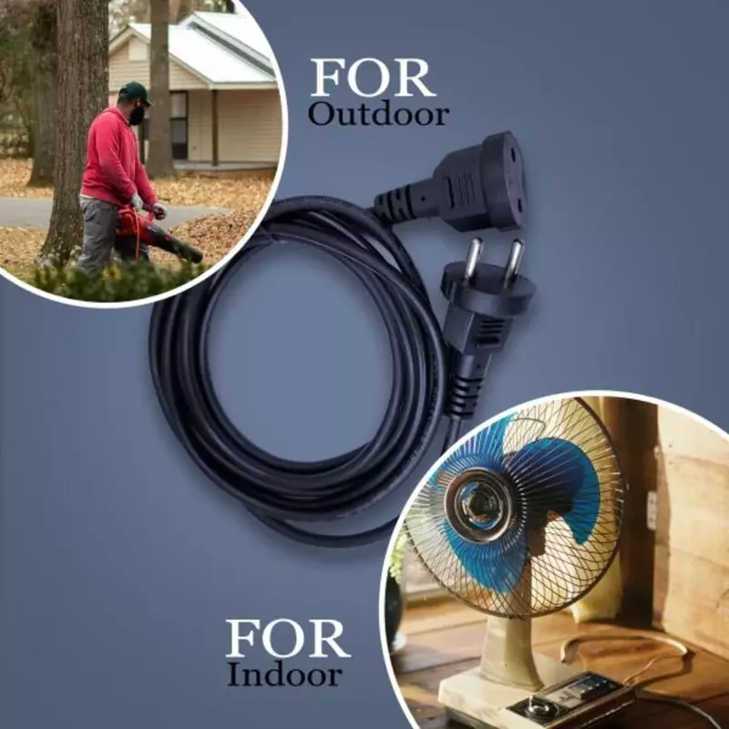Power Extension Cord Wire, Male to Female 2 Pin Heavy Duty, Indoor and Outdoor, Electrical Extender Power Cable for appliances, Electronics, and Power Tools - Image 2