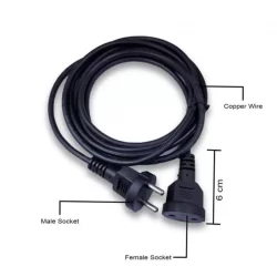 Power Extension Cord Wire Power Extension Cord Wire, Male to Female 2 Pin Heavy Duty, Indoor and Outdoor, Electrical Extender Power Cable for appliances, Electronics, and Power Tools