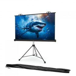 Projection Screen with Tripod Stand Anti-Crease Projection Screen with Tripod Stand Anti-Crease, High Gain Fabric, 4K UHD & Full HD 1080P Support, Portable & Foldable