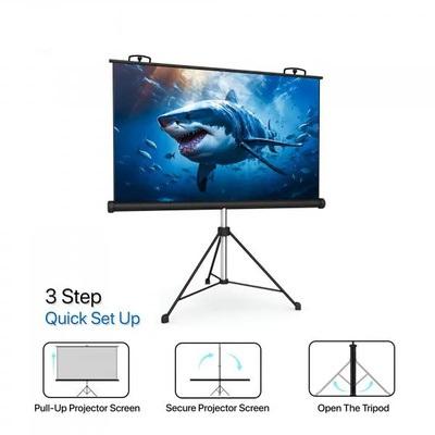 Projection Screen with Tripod Stand Anti-Crease, High Gain Fabric, 4K UHD & Full HD 1080P Support, Portable & Foldable - Image 3