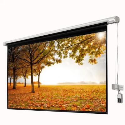 Projector Screen Motorized Remote-Controlled, Anti-Crease High Gain Fabric, Supports Full HD 1080P & 4K UHD, Smooth Quiet Operation, Diagonal Display with Wireless Remote