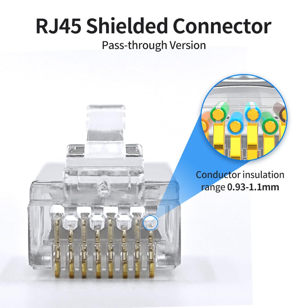 RJ-45 CAT-5 & CAT-6 SFTP Connector - High-Speed Shielded Ethernet Cable Connector for Reliable Networking (Pack Of 50Pcs) - Image 3