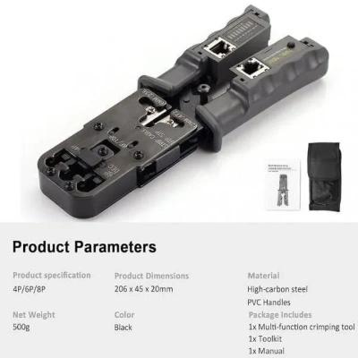 RJ45 Crimping Tool, Network Crimper Tool for 8P 6P 4P RJ-4, RJ-12 RJ-11 RJ-9 RJ-12 DEC | 6P6C Modular Plugs,Cat6 Cat5 Cat5e Stripping Cutting Crimping Network Cable Tester | All-in-One Crimp Pliers - Image 3