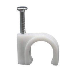 Round Cable Clip Round Cable Clip with Metal Nail , Wire Clamp Fasteners for Wall Mounting - (Pack Of 100)