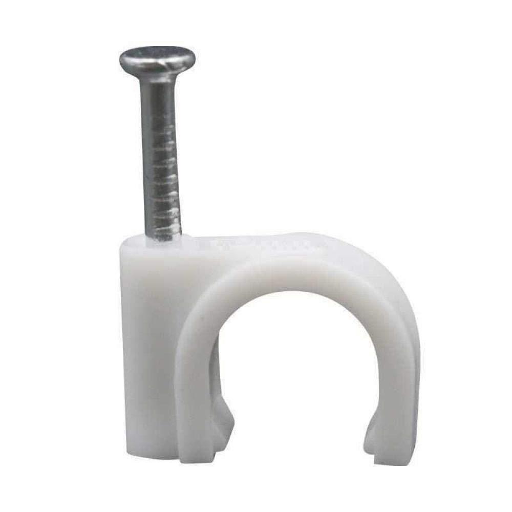 Round Cable Clip with Metal Nail , Wire Clamp Fasteners for Wall Mounting - (Pack Of 100)