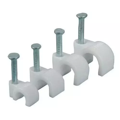 Round Cable Clip with Metal Nail , Wire Clamp Fasteners for Wall Mounting - (Pack Of 100) - Image 3