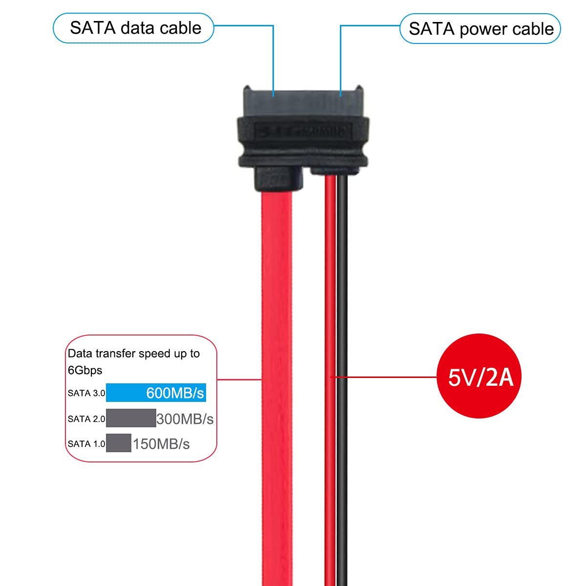 SATA 13pin Male to Slimline SATA 13pin 7+6 Female Extension Cable for SATA Slim DVD+/-RW Drive (30cm) - Image 2