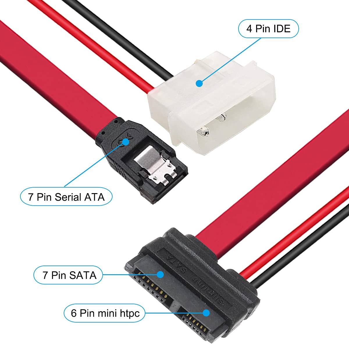SATA 13pin Male to Slimline SATA 13pin 7+6 Female Extension Cable for SATA Slim DVD+/-RW Drive (30cm) - Image 5
