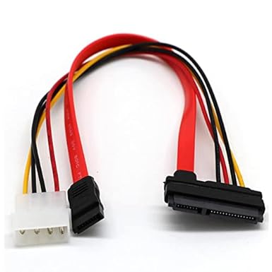 SATA 22pin 7+15pin Female to SATA Female Cable with Molex IDE 4Pin Power Cable (30cm) - Image 3