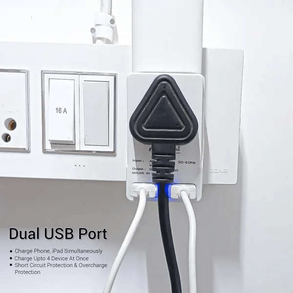Spike 2+2 Mulktipurpose Conversion Plug | 10 Amp Socket With USB port | Heavy Duty Multi Plug Extension Cord for Office, Home - Image 4
