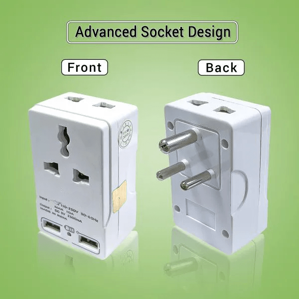 Spike 2+2 Mulktipurpose Conversion Plug | 10 Amp Socket With USB port | Heavy Duty Multi Plug Extension Cord for Office, Home - Image 2