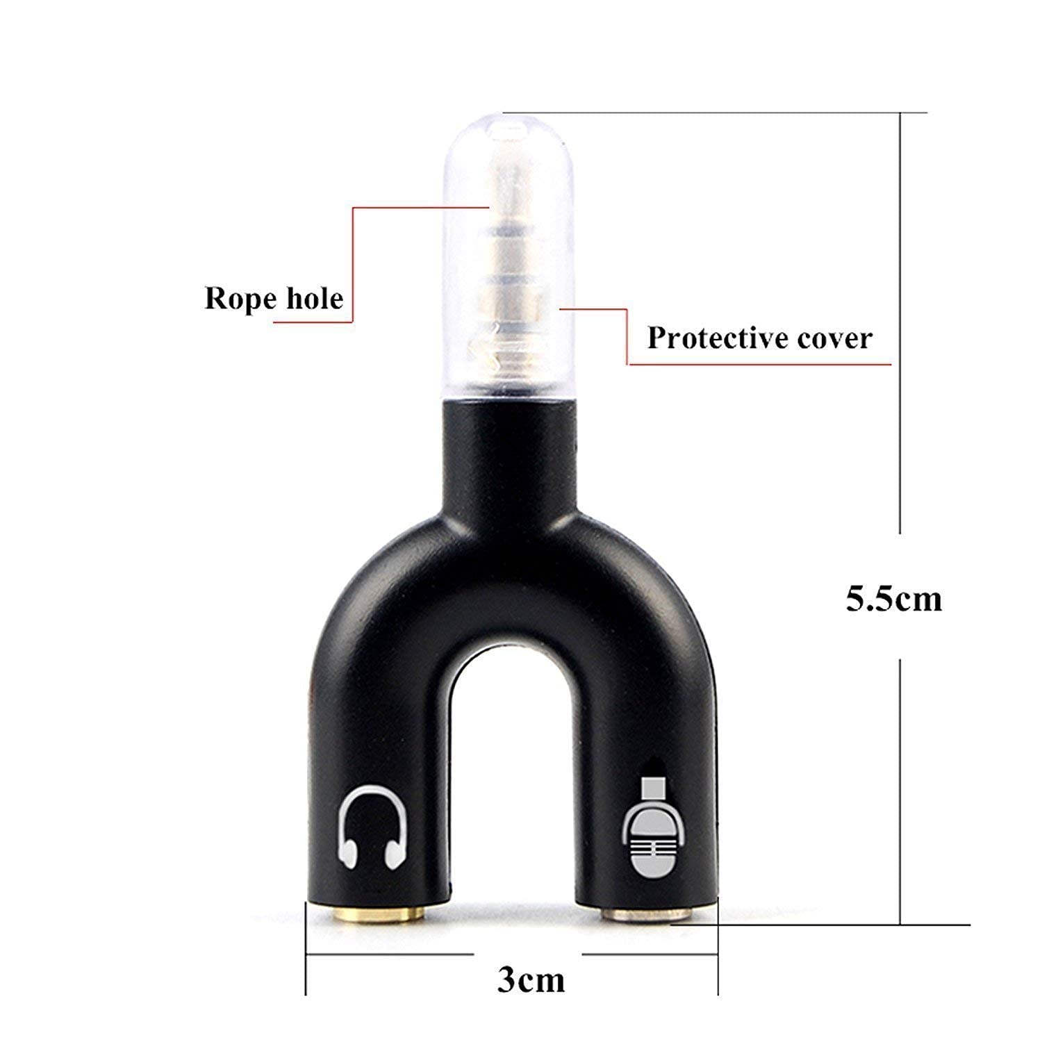 Sterio (Male) To 2 Female Aux (Cable) Convertor Extender Jointer for Amplifiers, Subwoofers, Speaker Cables, AV receivers, CD players (U-Shape) - Image 2