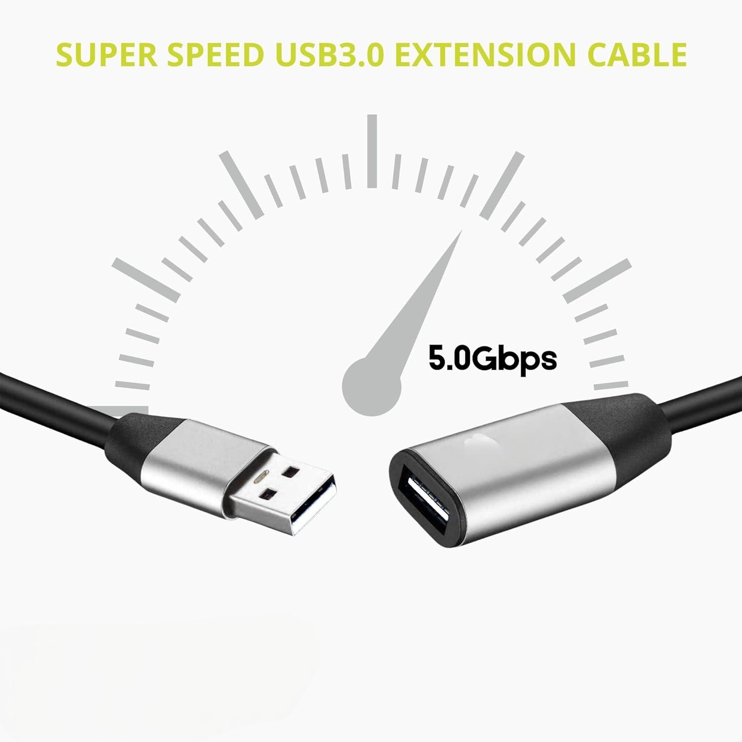 USB 3.0 Extension Cord IC , Male to Female USB Cable High-Speed Data Transfer Compatible with Webcam, Gamepad, Keyboard, Mouse, Hard Drive, Xbox, Laptop/PC/Mac/Printer - Image 2