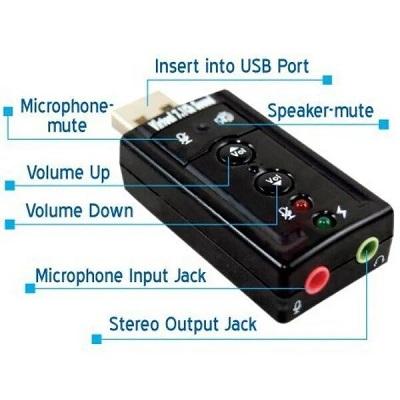 USB to 3.5mm Jack Audio Adapter | 7.1 External USB Sound Card for PC, Headphones & Microphone (Black) - Image 4
