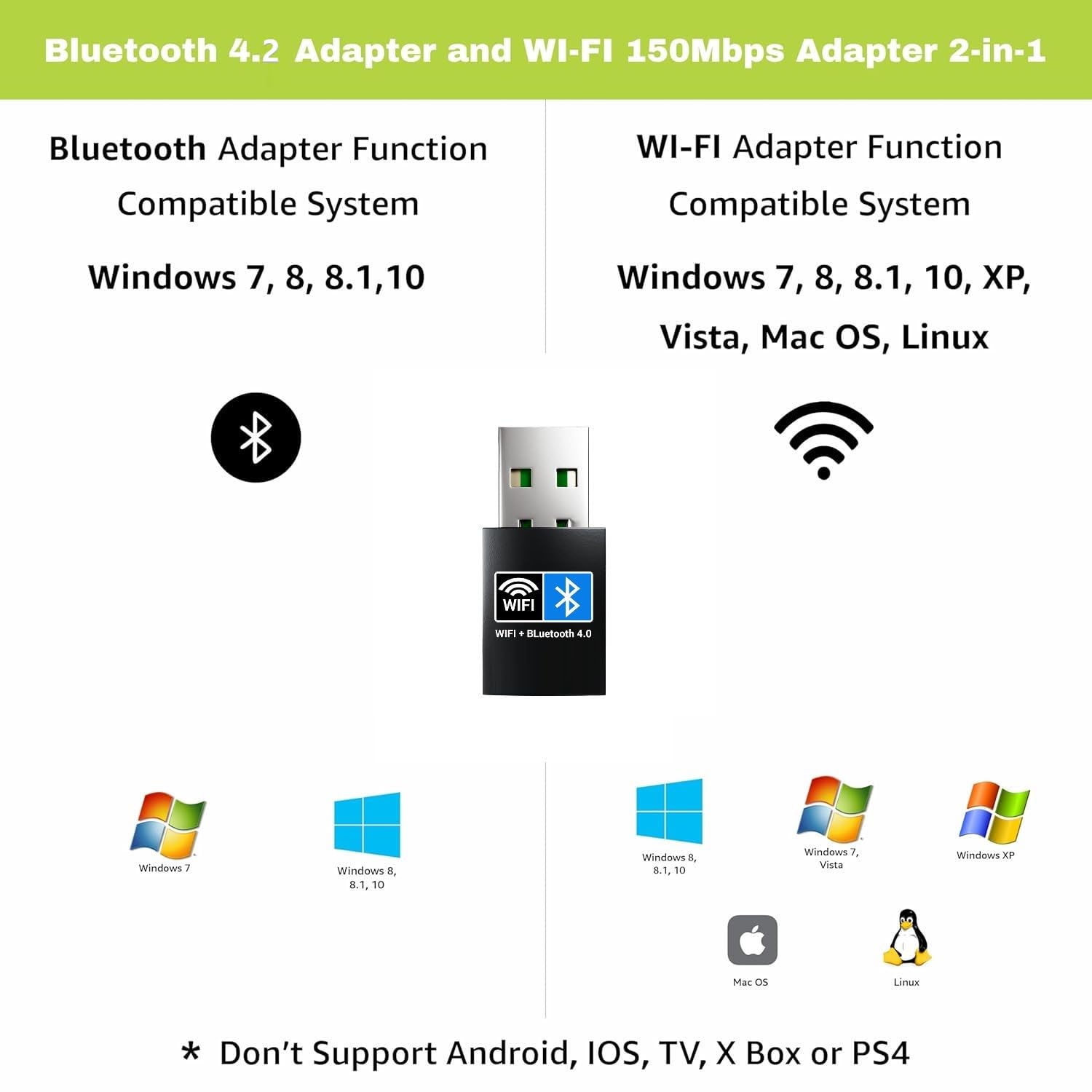 Usb Wifi Dongle 4 AC150 Mbps Adaptor Bluetooth 4.0 Dongle (Wifi+Bluetooth) - Image 3