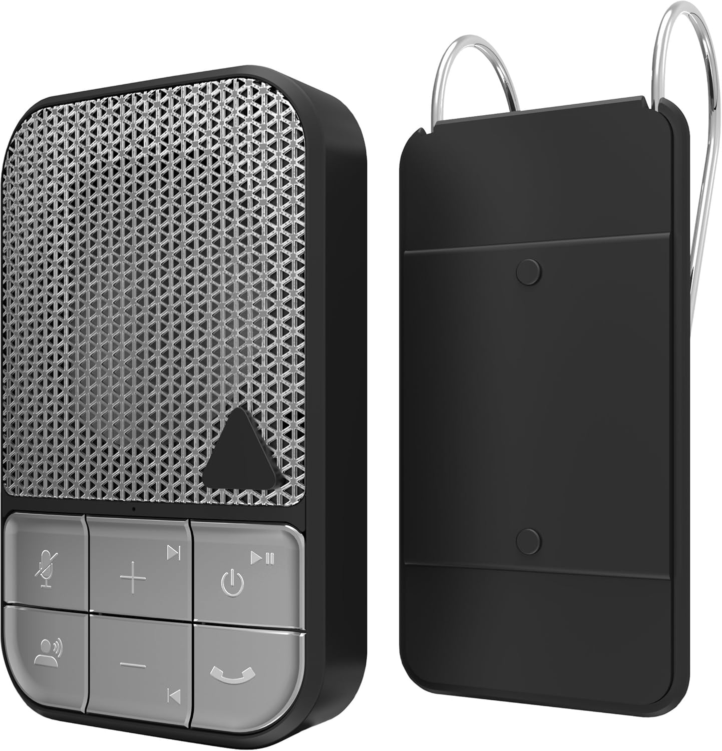 ZAGG Wireless Bluetooth Hands-Free Car Speakerphone with Noise Cancellation, Voice Control & Clip Mount – Portable In-Car Speaker for Calls & Music Playback (Black & Silver)