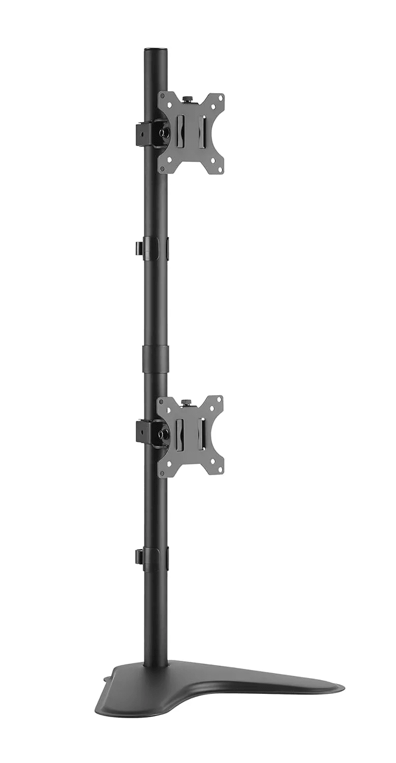 LED Dual Monitor Desk Stand – 13''(33.02cm) –32''(81.28cm) Screen Support with Adjustable Arms & Straight Base for Ergonomic Viewing