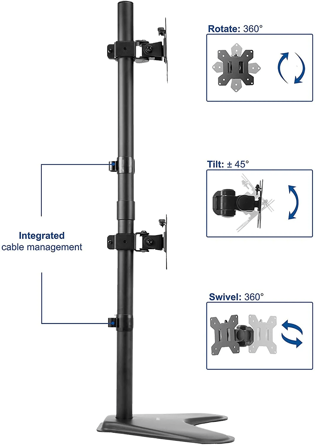 LED Dual Monitor Desk Stand – 13''(33.02cm) –32''(81.28cm) Screen Support with Adjustable Arms & Straight Base for Ergonomic Viewing - Image 5