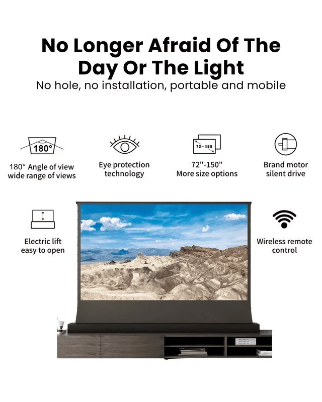 Projector Screen Electric Floor Rising 16:9 – Motorized Retractable Design, Portable & Easy Setup for Movies, Gaming & Presentations - Image 3