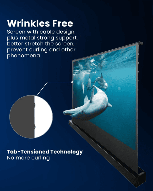 Projector Screen Electric Floor Rising 16:9 – Motorized Retractable Design, Portable & Easy Setup for Movies, Gaming & Presentations - Image 4